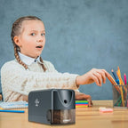 AFMAT Electric Pencil Sharpener, Heavy Duty Pencil Sharpeners for Classroom, Home, UL Listed Pencil Sharpener for 6.5-8mm No.2/Colored Pencils, 10000+ Sharpenings, Gray PS66