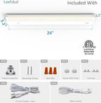 Leetdud LED Under Cabinet Lighting Hardwired or Plug in, 24 Inch 12W, Dimmable 5 Color 2700K/3000K/3500K/4000K/5000K, Linkable Eyes Care Design Counter Lights for Kitchen, Sink, ETL Listed, White