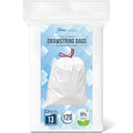 SIMPLI-MAGIC 13 Gallon Drawstring Trash Bags, 120 Pack – Tall Kitchen Garbage Bags, Custom Made with Premium Materials (White)