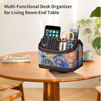 PUSU 360°Rotatable Remote Control Holder, PU Leather TV Remote Holder Caddy for Table, Bright and Colorful Art Supply Organizer Pen Holder, Multi-Functional Desk Organizer Living Room Office Decor