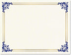 Empire Blue, Gold & White Parchment Certificate Papers - Pack of 100, Laser & Inkjet Printer Compatible, for Office, Business Awards, Graduation, School Diplomas, 8-1/2" x 11" on 60 lb. Text Stock