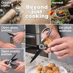 Titanium Coated Kitchen Shears by Gidli - Liftime Replacement Warranty* - Includes Seafood Scissors As a Bonus - Heavy Duty Utility Titanium All Purpose Ultra Sharp Scissors for Food/Cooking