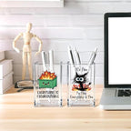 Vgrti Funny Black Cat 2 Pack Acrylic Cosmetic Pencil Pen Holder Cup, Emotional Dumpster Fire Pencil Pen Holder Cup, Cat Lover Gift for Women, Office Sarcastic Gifts for Women Men Colleague