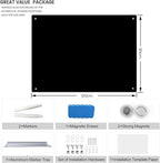 JYYPWB Magnetic Glass Whiteboard 48" x 36" Dry Erase Board Frameless Premium Tempered Galssboards Wall Mounted Glossy writeboard with Eraser, Marker Tray for Interactive Office, (Black)