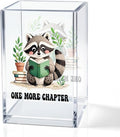 QYUVK One More Chapter Acrylic Pencil Holder Cup, Book Lover Gifts for Women, Funny Reading Raccoon Desk Organizer and Accessories for Raccoon Lover Bookish Bookworms Readers, Pen & Bookmark Holder