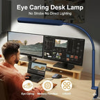SKYLEO LED Desk Lamp - Desk Light for Home Office - Flexible Gooseneck - 5 Color Modes X 11 Brightness Levels - 1300LM - Timmer & Memory Function - 12W Clip on Light - Blue