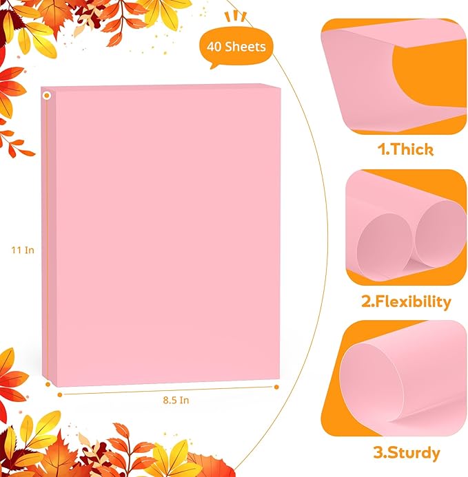Pink Cardstock 8.5 x 11, Valentine's Day Colored Cardstock Paper, Printer Paper, 40 Sheets Pink Card Stock for Birthday, Invitations, Art, Drawing, Menus, DIY Cards, Tags, Crafts Certificates, Party