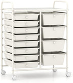 LDAILY 12 Drawer Rolling Storage Cart, Rolling Cart with Drawers for Classroom, Art Supply Craft Organizer on Wheel with Metal Frame & Handles for Home Office School (White, 12 Drawer Left-Right)