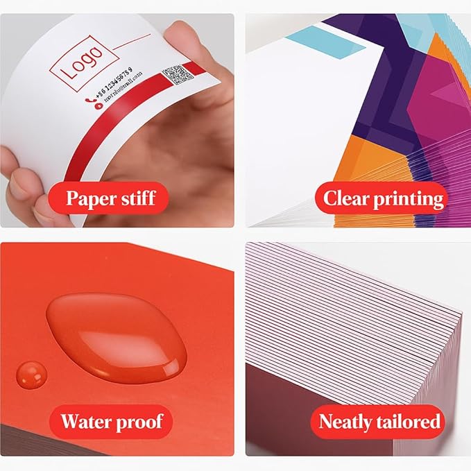 1000Pcs Custom Business Cards Add Photo/Text/LOGO Personalized Business Cardsfor Small Business 300gsm Matte Paper Front & Back Sides Printed 3.5" x 2"