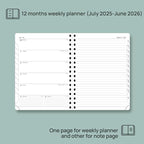 POPRUN Planner 2025-2026 Weekly Notebook (Medium 8.5''x 6.5''), Academic Calendar (JUL.25 - JUN.26) Appointment Book with Monthly Tabs, Spiral Soft Cover, Inner Pocket, 100 GSM - Royal Blue