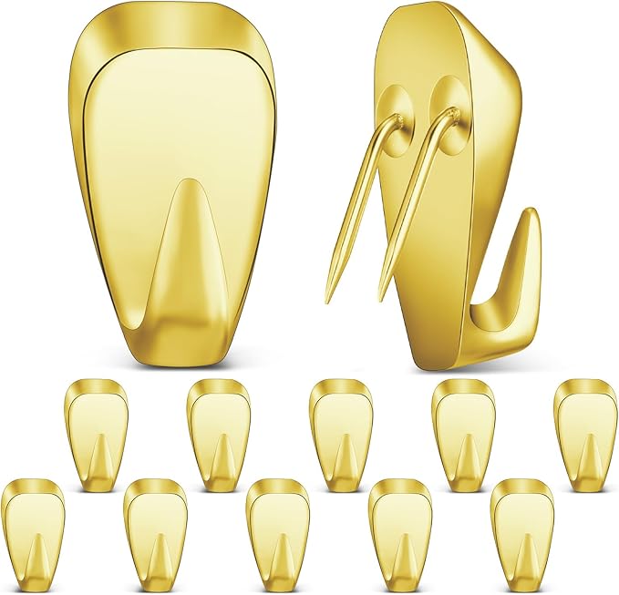 LEIFIDE Cubicle Hooks Fabric Panel Wall Hooks Cubicle Clips Picture Hangers for 40 Lbs Office Home Kitchen Room Board Hanging Supplies(Gold,10 Pieces)