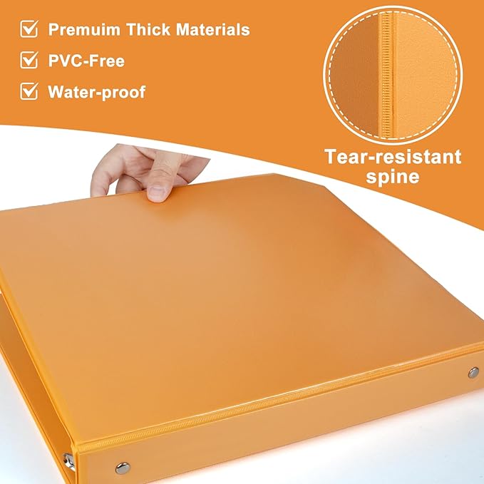 CIXILDTS 6-Pack 1-Inch Binder, Standard 3 Ring Binder Fit Letter Size Paper, Presentation View Binders, Orange