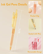 Four Candies 12Pack 0.5mm Quick Dry Retractable Gel Pen Set, Cute Transparent Fine Point Multicolor Note Taking Aesthetic lnk Pens, Comfort Grip 12 Ink Colors Drawing Writing School Office Home