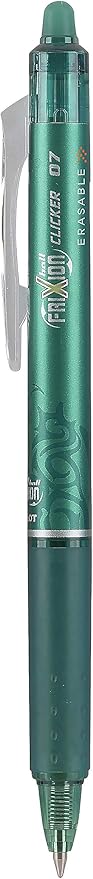 Pilot FriXion Clicker Erasable Gel Pens, Fine Point (0.7mm), Green Ink, 12-Pack - Refillable, Smooth Writing Pens for School, Journaling, and Office Use