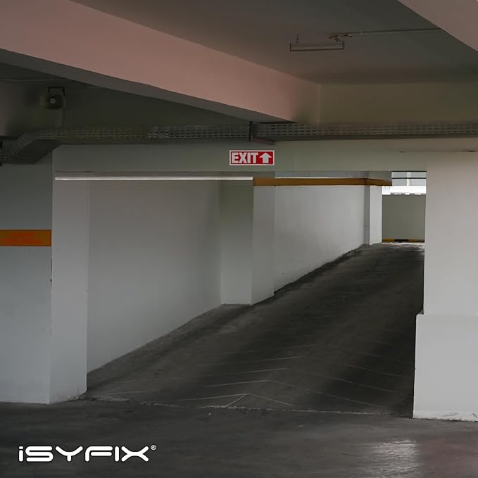 iSYFIX Exit Signs Stickers 2 Pack 12x4 Inch - Laminated Premium Vinyl Directional Up Arrow Signs for Buildings, Office, Workplace, Stores, Schools, Theaters, Parking, Restaurants, Factories