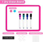 VUSIGN Small White Board Dry Erase, 8.5'' x 11'' Magnetic Dry Erase Board, Mini Whiteboard with Markers for Students, Fridge, Wall, Locker, Dark Pink