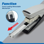INOZTO Easy-Flat Stapler: Effortlessly Staple 20-25 Sheets with 50% Less Force Features Flat Clinch tech, Anti-Slip Base & Custom Logo Option Durable Steel/ABS Design (Black/White)