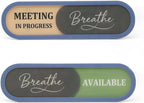 In a Meeting Office Door Sign with Slider - "Breathe" Offices Status Indicator (Meeting in Progress/Available), Adhesive Back & Extra Magnets, Acrylic Privacy Sign for Home Office, Studios & Workspaces