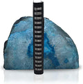 Nature's Decorations Agate Bookends - A Quality Teal Geode with Non-Skid Rubber Bumpers for Shelves, Office, Home Decor - Heavy Duty Cool Crystal Stone (3-4 LB)