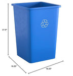 Krollen Industrial 35 Gallon Blue Square Commercial Trash Can