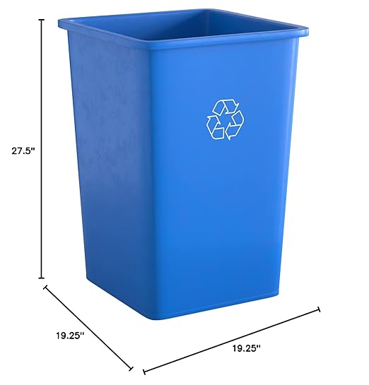 Krollen Industrial 35 Gallon Blue Square Commercial Trash Can