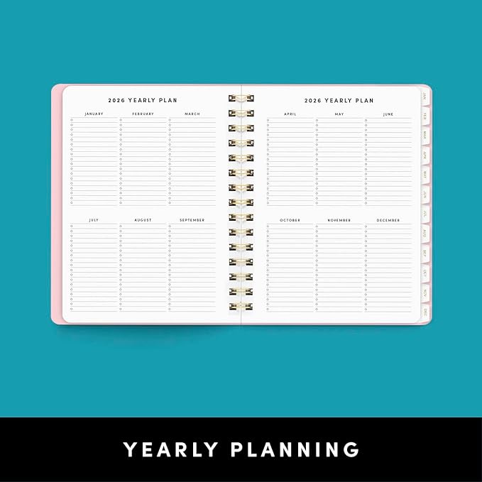 PAPERAGE 2026 Weekly & Monthly Planner, 12 Months (January 2026 - December 2026), 6.6 in x 8.1 in, Spiral Bound 2026 Planner with Weekly, Monthly & Yearly Views, Note Pages & Inner Pocket – Raspberry