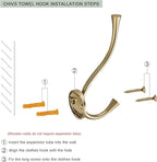 Sailing 3 Pack Coat Hooks - Champagne Bronze Coat Hooks Decorative Wall Hooks for Bathroom Living Room Bedroom Hanger for Robe Dressing Room Fitting Room