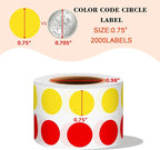 PARLAIM 2 Rolls 2000PCS 3/4" Round Circle Color-Code Dot Stickers,2 Color Style Colorful Coding Label Sticker for Home Office Classroom(Red+Yellow)