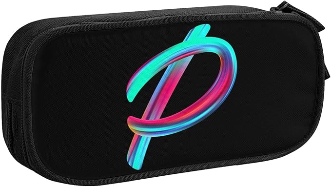 Pazacon Cute Initial Pencil Case for Kids Students, Large Capacity Pencil Pouch for Boys Girls, Letter Design Pencil Box Pen Bag Office Stationery Organizer, Rainbow Letter P