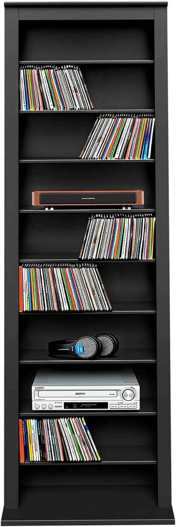 Prepac Narrow Cabinet Media Storage, Slim Barrister Tower, Black