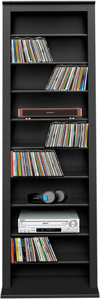 Prepac Narrow Cabinet Media Storage, Slim Barrister Tower, Black