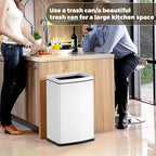 YOJIA 6.6 Gallon/25L Stainless Steel Square Trash Can, Large Capacity Kitchen Garbage Can, Business Trash Bin, Tall, Elegant, White Waste Basket, for Home, Office, Hotel (25LWhite)