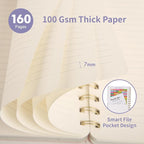 Oneirom Spiral Notebook-6.10" x 8.19" College Ruled Journal with Inner Pockets and 160 Pages,PU Leather Cover Business Journal, Twin-Wire Binding Notebook Perfect for Office & Home School Supplies