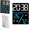 Kytree Digital Room Thermometer Hygrometer Alarm Clock, 5.9 inch Desktop Accurate Humidity Temperature Monitor Meter for Indoor Outdoor Kitchen Office Bedroom Livingroom (Battery Not Included)