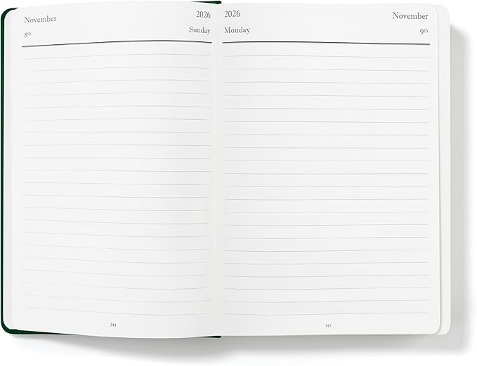 Wykeham's Executive 2026 Daily Journal Planner – US Public Holidays & Format – Customization Available (Racing Green, 8.5"×5.5")