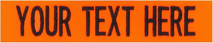 Custom Uniform Name Tapes Solid Colors. Neon Orange Fabric, 5 Inch Hook Fastener (Uniform Ready Fastener)