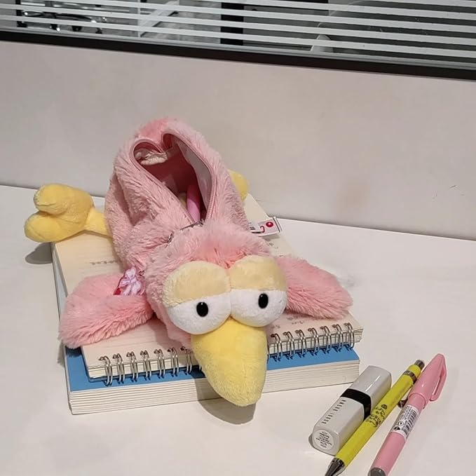 XZR Cute Pen Bag Case Box Stocking Stuffers Cute Creative Animal Cartoon Large Capacity Shark Bird Zipper Organizer Storage Bag Box Nice Gift (Pink Hummingbird)
