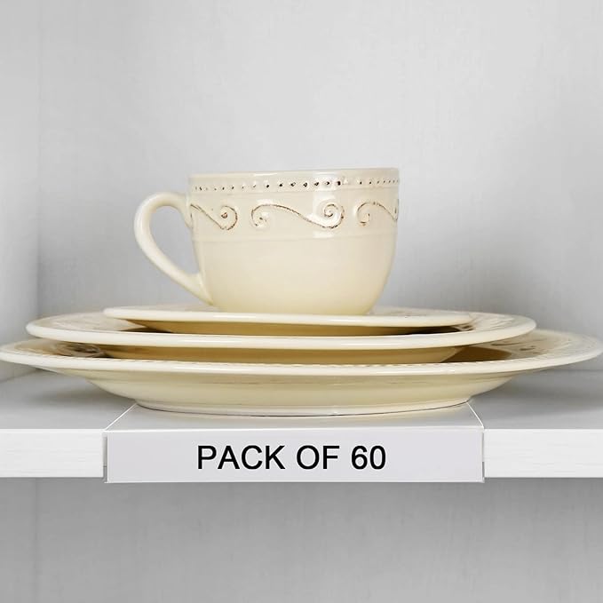 Containlol 60 Sets Moveable Shelf Label Display Holders with Label Inserts and Marker Clear Shelves Tag Plastic Shelf Markers Teachers Gift for Classroom Office Book Shelves(6.5 x 5.1 x 0.8 Inch)