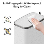 KdbK Stainless Steel Bathroom Trash Can with Lid Soft Close,1.6 Gallon Slim Garbage can,Small Metal Step Wastebasket for Office, Bedroom, Toilet, White
