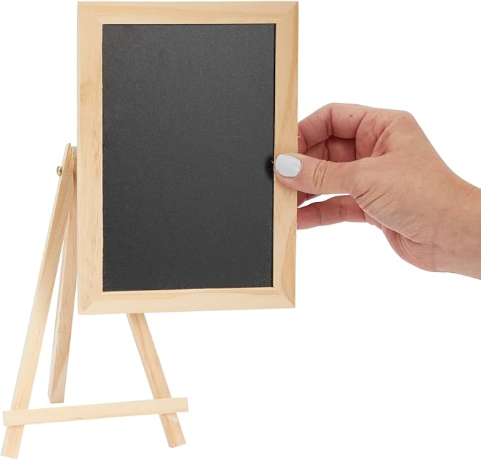 Juvale Wood-Framed Mini Chalkboard Signs - Double-Sided Chalk Board Stand - Versatile Tabletop Sign for Menus & Messages - Buffet Signage & Wedding Display Stand - Pack of 6, 6 x 4 in Writing Area
