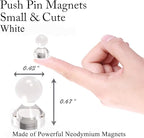 MHDMAG Magnetic Push Pins Powerful Push Pin Magnets for Fridge Whiteboards Calendars Maps in School & Office Pack of 32,White