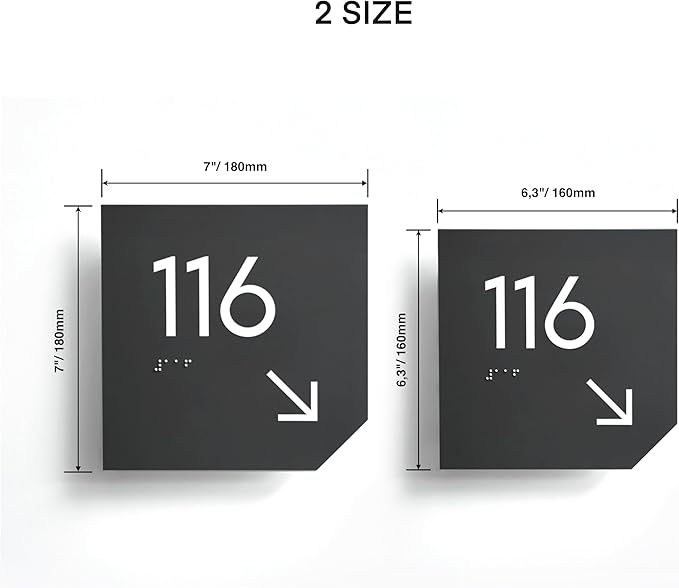 Bsign Office Door Numbers - Acrylic Room Signs - Gray Door Plates