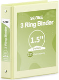 SUNEE 3 Ring Binder 1.5 Inch 1 Pack, Clear View Binder Three Ring PVC-Free (Fit 8.5x11 Inches) for School or Office Supplies, Light Yellow