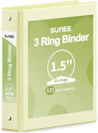 SUNEE 3 Ring Binder 1.5 Inch 1 Pack, Clear View Binder Three Ring PVC-Free (Fit 8.5x11 Inches) for School or Office Supplies, Light Yellow