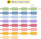 Wrap-It Storage Cable Labels - Medium, Macaron (30-Pack) - Write On Cord Tags for Wire Management and Identification