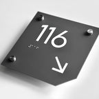 Bsign Office Door Numbers - Acrylic Room Signs - Gray Door Plates