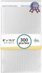 TYCHE Clear Bubble Bags 8 x 15.5 in / 20.32 cm x 39.37 cm Self-Sealing Bubble Mailer, Shipping Bags, Bubble Wrap Pouches, Padded Mailing Envelopes 300 Pack MADE IN USA (8" x 15.5", 300.0, Count)