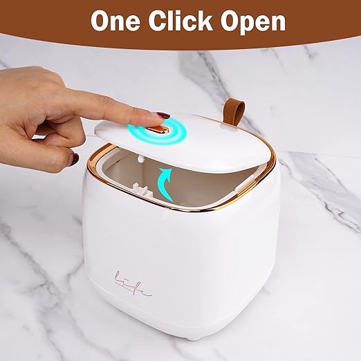 Business King Mini Trash Can 1.6L/0.4 Gallon with Trash Bags 180pcs, Tiny Small Desktop Trash Bin with Lid, Countertop Mini Garbage Bin for Home, Office, Kitchen, Bedroom, Bathroom (White)