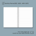 POPRUN 2026-2027 Monthly Planner A4 Size, 16 Months Calendar (Dec 2025-Mar 2027), 2 Pages per Month with Dotted & Lined Note, Monthly Tabs, Spiral Softcover, 2 Inner Pockets - Black