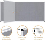 VIZ-PRO Large Fabric Bulletin Board/Foldable Notice Board Felt Gray, 96 X 48 Inches, Silver Aluminium Frame
